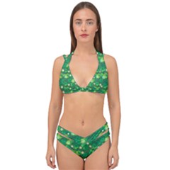 4 Leaf Clover Star Glitter Seamless Double Strap Halter Bikini Set by Pakrebo