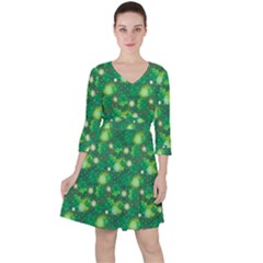 4 Leaf Clover Star Glitter Seamless Ruffle Dress by Pakrebo