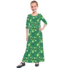 4 Leaf Clover Star Glitter Seamless Kids  Quarter Sleeve Maxi Dress