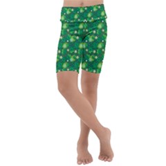 4 Leaf Clover Star Glitter Seamless Kids  Lightweight Velour Cropped Yoga Leggings