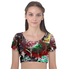 Dedelion Velvet Short Sleeve Crop Top 