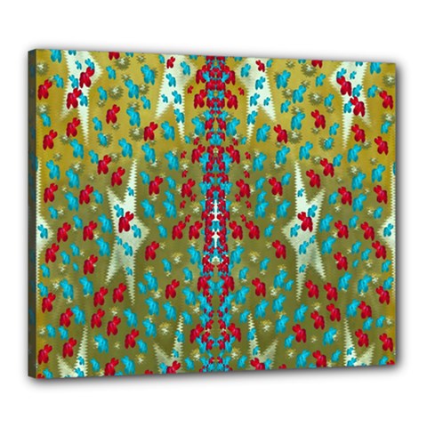 Raining Paradise Flowers In The Moon Light Night Canvas 24  X 20  (stretched) by pepitasart