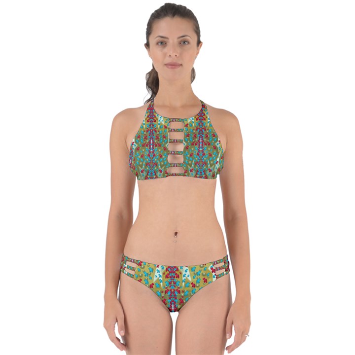 Raining Paradise Flowers In The Moon Light Night Perfectly Cut Out Bikini Set