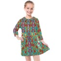 Raining Paradise Flowers In The Moon Light Night Kids  Quarter Sleeve Shirt Dress View1