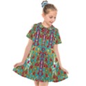 Raining Paradise Flowers In The Moon Light Night Kids  Short Sleeve Shirt Dress View1