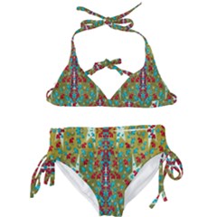 Raining Paradise Flowers In The Moon Light Night Kids  Classic Bikini Set by pepitasart