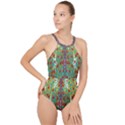 Raining Paradise Flowers In The Moon Light Night High Neck One Piece Swimsuit View1