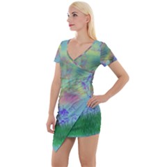 Paradise Short Sleeve Asymmetric Mini Dress by PurpleDuckyDesigns