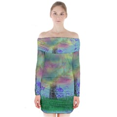 Paradise Long Sleeve Off Shoulder Dress by PurpleDuckyDesigns