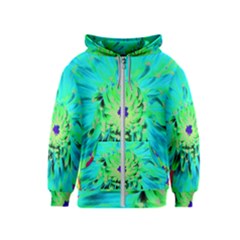 Aqua Cactus Dahlia Kids  Zipper Hoodie