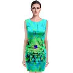 Aqua Cactus Dahlia Sleeveless Velvet Midi Dress