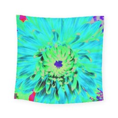 Aqua Cactus Dahlia Square Tapestry (small)