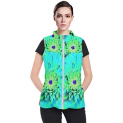 Aqua Cactus Dahlia Women s Puffer Vest