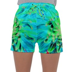 Aqua Cactus Dahlia Sleepwear Shorts by myrubiogarden