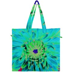 Aqua Cactus Dahlia Canvas Travel Bag