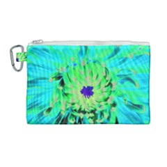 Aqua Cactus Dahlia Canvas Cosmetic Bag (large) by myrubiogarden