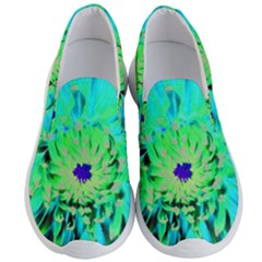 Aqua Cactus Dahlia Men s Lightweight Slip Ons by myrubiogarden