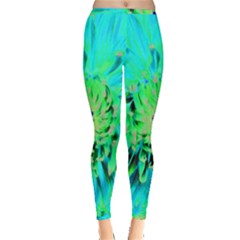 Aqua Cactus Dahlia Inside Out Leggings by myrubiogarden