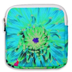 Aqua Cactus Dahlia Mini Square Pouch by myrubiogarden