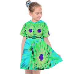 Aqua Cactus Dahlia Kids  Sailor Dress by myrubiogarden