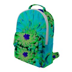 Aqua Cactus Dahlia Flap Pocket Backpack (large) by myrubiogarden