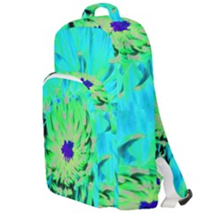 Aqua Cactus Dahlia Double Compartment Backpack by myrubiogarden