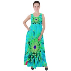 Aqua Cactus Dahlia Empire Waist Velour Maxi Dress