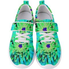 Aqua Cactus Dahlia Men s Velcro Strap Shoes by myrubiogarden