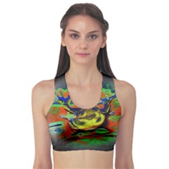 Abstract Transparent Background Sports Bra