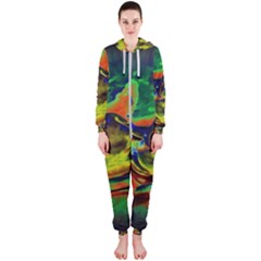 Abstract Transparent Background Hooded Jumpsuit (ladies)  by Pakrebo