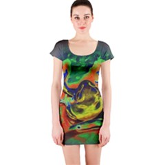 Abstract Transparent Background Short Sleeve Bodycon Dress by Pakrebo