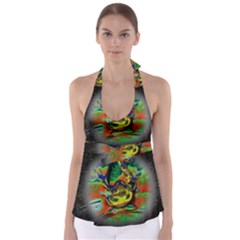 Abstract Transparent Background Babydoll Tankini Top by Pakrebo