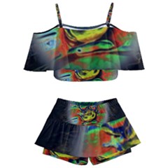 Abstract Transparent Background Kids  Off Shoulder Skirt Bikini