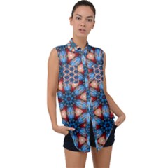 Pattern Tile Background Seamless Sleeveless Chiffon Button Shirt