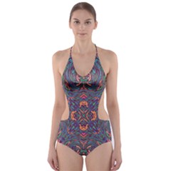 Tile Repeating Colors Textur Cut-out One Piece Swimsuit by Pakrebo