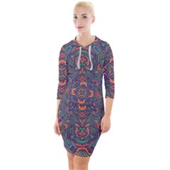 Tile Repeating Colors Textur Quarter Sleeve Hood Bodycon Dress