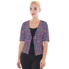 Tile Repeating Colors Textur Cropped Button Cardigan