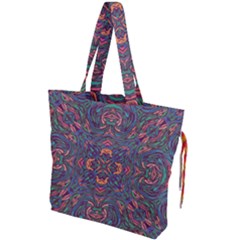 Tile Repeating Colors Textur Drawstring Tote Bag by Pakrebo