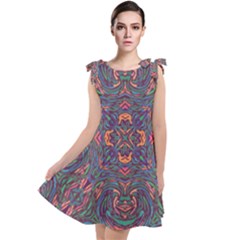 Tile Repeating Colors Textur Tie Up Tunic Dress