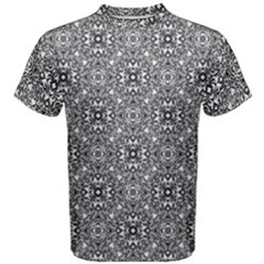 Black White Geometric Background Men s Cotton Tee