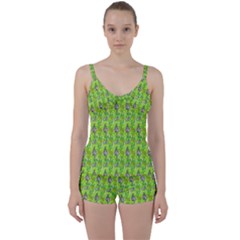 Maple Leaf Plant Seamless Pattern Tie Front Two Piece Tankini