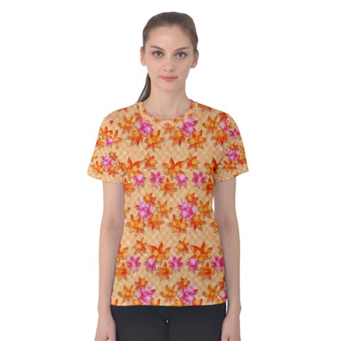 Maple Leaf Autumnal Leaves Autumn Women s Cotton Tee by Pakrebo