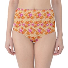 Maple Leaf Autumnal Leaves Autumn Classic High-waist Bikini Bottoms by Pakrebo