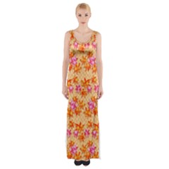 Maple Leaf Autumnal Leaves Autumn Maxi Thigh Split Dress by Pakrebo