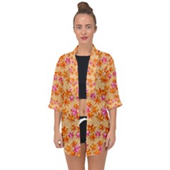 Maple Leaf Autumnal Leaves Autumn Open Front Chiffon Kimono by Pakrebo