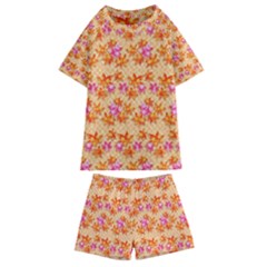 Maple Leaf Autumnal Leaves Autumn Kids  Swim Tee And Shorts Set by Pakrebo