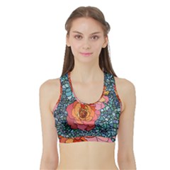 Pattern Rose Yellow Background Sports Bra With Border by Pakrebo