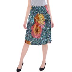 Pattern Rose Yellow Background Midi Beach Skirt by Pakrebo