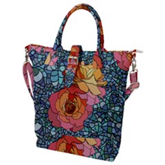 Pattern Rose Yellow Background Buckle Top Tote Bag