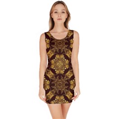 Gold Black Book Cover Ornate Bodycon Dress by Pakrebo